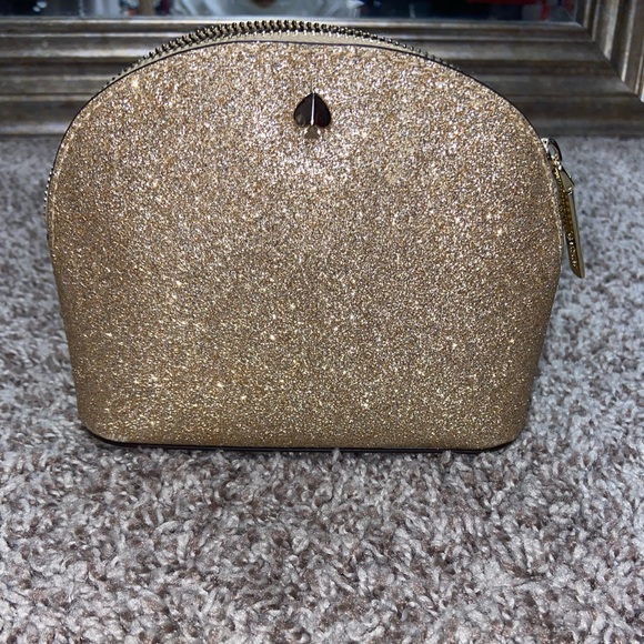kate spade Handbags - Kate Spade Gold Glitter Cosmetic Bag